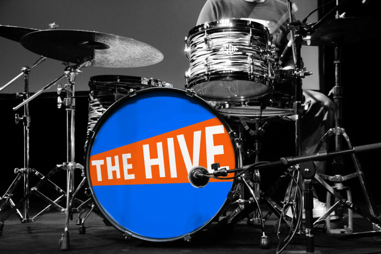 the hive brand identity drums